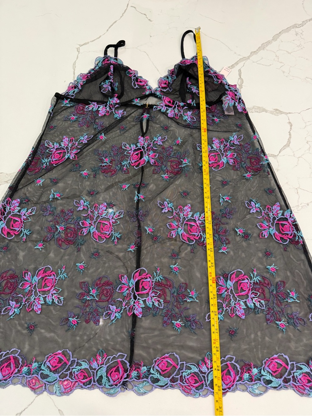NWT Victoria's Secret Floral Embroidery Sheer Mesh lingerie Slip size L - Picture 8 of 12